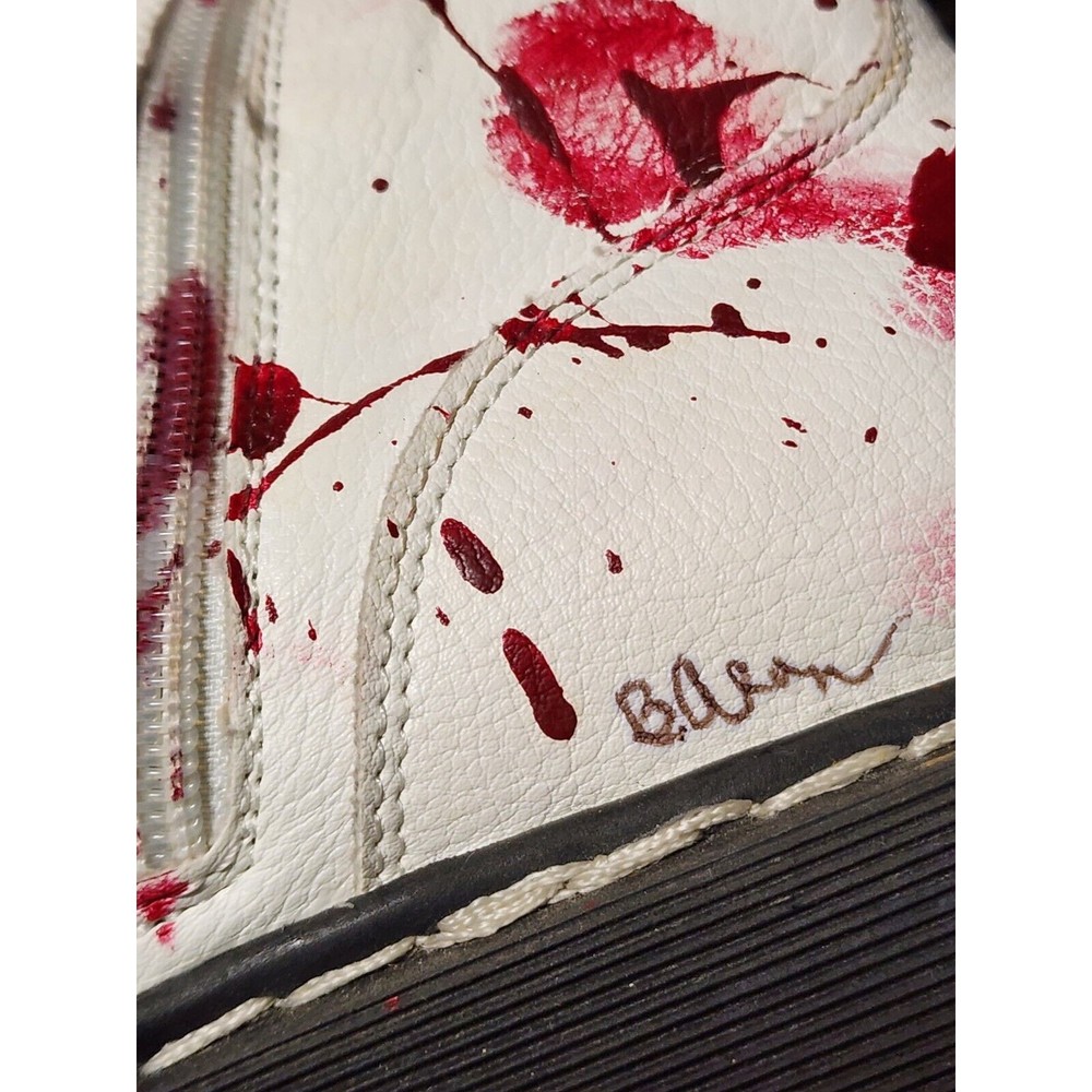 Blood Splatter White Combat Boots Womens 8.5 Unisex Union Bay OOAK Artist Signed - Picture 5 of 8